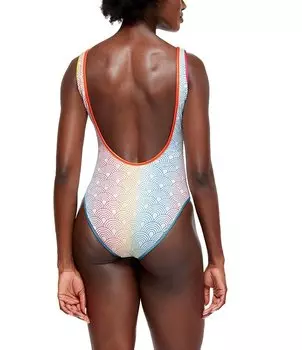 Kurt Geiger London Southbank Сплошной купальник с принтом и овальным вырезом и высокими штанинами, мультиколор