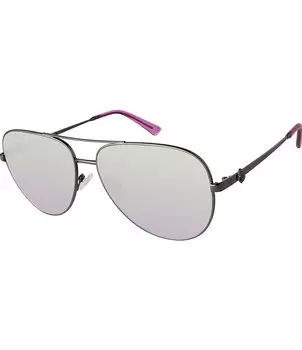 Kurt Geiger London Женские солнцезащитные очки-авиаторы KGL1001 Shoreditch 62 мм с зеркальными линзами, серебро