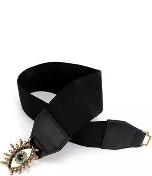 Курт Гейгер Лондон 2,55 Эластичный пояс с кристаллами сглаза Kurt Geiger London, черный