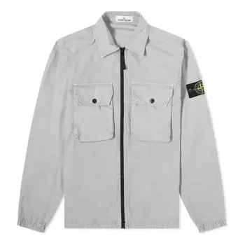 Куртка 2 pocket brushed cotton shirt jacket 'light grey' Stone Island, серый
