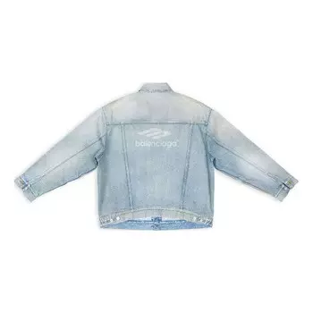 Куртка 3b sports vintage denim jacket large fit 'light blue' Balenciaga, голубой