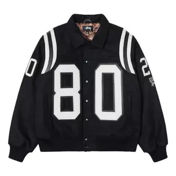 Куртка 80 wool varsity jacket 'black' Stussy, черный
