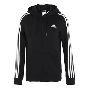 Куртка Adidas Contrasting Colors Stripe Sports Hooded Autumn Black, Черный