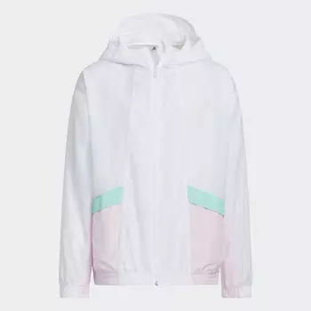 Куртка Adidas Lightweight Woven, белый/розовый/зеленый