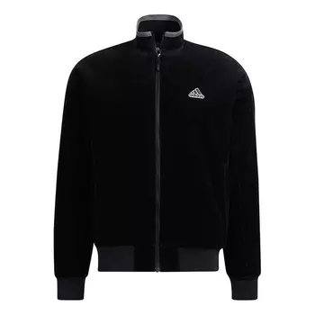 Куртка Adidas M Corduroy Jkt Solid Color Logo Stand Collar Sports Black, Черный