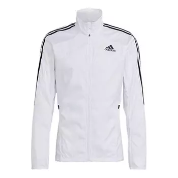 Куртка Adidas Marathon Jkt Logo Stripe Stand Collar White, Белый