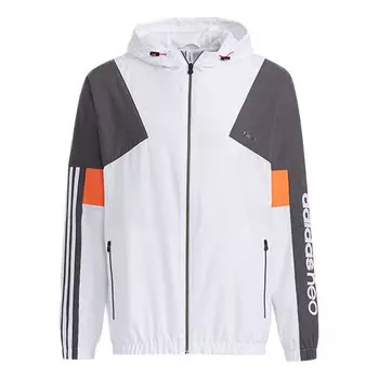 Куртка Adidas neo Outdoor Sports Windproof Woven hooded Logo White Gray Colorblock, Белый