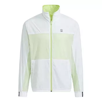 Куртка Adidas neo Stand Collar Colorblock Zipper Autumn Colorblock, Белый/Зеленый