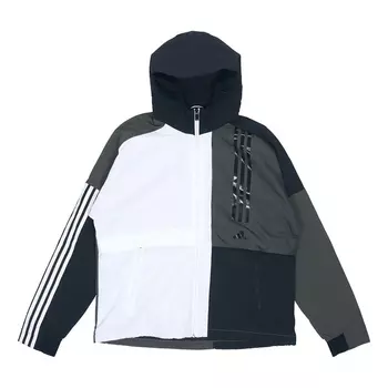 Куртка Adidas O2 Wb Cb Fleece Lined Logo Casual Sports Hooded White, Белый/Черный/Серый