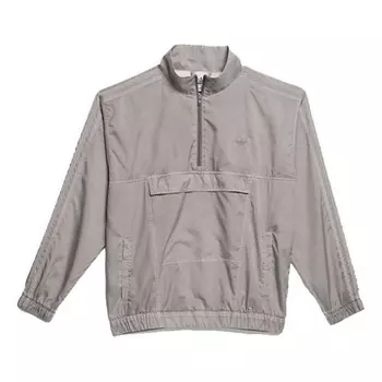 Куртка Adidas originals G Wash Track Jk Half Zipper Big Pocket Sports Logo Gray, Серый