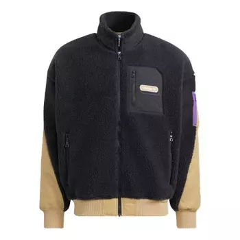 Куртка Adidas originals Mr Sherpa Jkt Suede Splicing Stand Collar Logo Sports Black, Черный