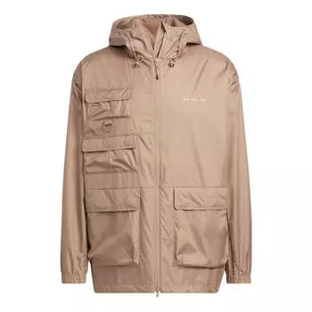 Куртка Adidas Originals Solid Color Zipper Multiple Pockets, коричневый