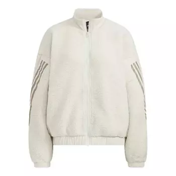 Куртка Adidas Solid Color Zipper Stripe Casual Bauxite Brown, Белый