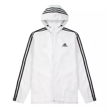 Куртка Adidas Stripe Logo Micro Mark Printing Sports Training Hooded White, Белый
