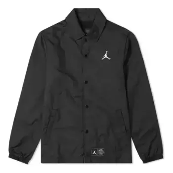 Куртка Air Jordan Coach Jacket x Paris SaintGermain 'Black White', черный
