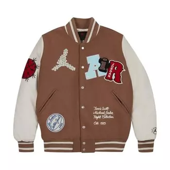 Куртка Air Jordan x Travis Scott Varsity Jacket (Asia Sizing) Antique Brown, коричневый
