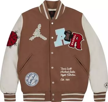 Куртка Air Jordan x Travis Scott Varsity Jacket 'Antique Brown', коричневый