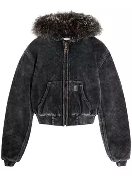 Куртка Alexander Wang с капюшоном из велюра, черный