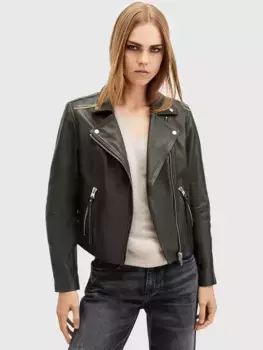 Куртка AllSaints Dalby Leather Biker, цвет rosin/green
