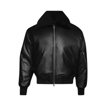 Куртка Ami Leather Bomber 'Black', черный