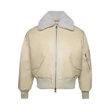 Куртка Ami Leather Bomber 'Vanilla Cream', белый
