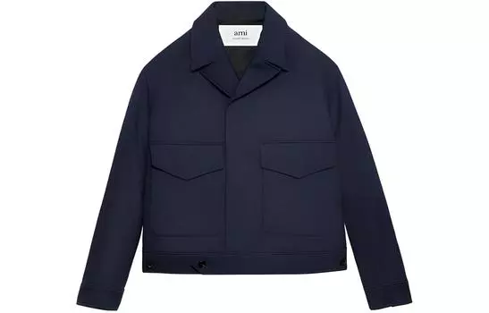 Куртка Ami Paris большого размера из натуральной шерсти AMIPARIS, Marine Blue