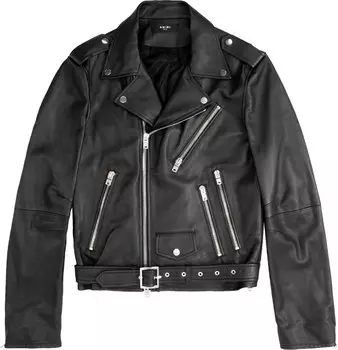 Куртка Amiri Perfecto Leather Jacket With Paint Embroidery 'Black', черный