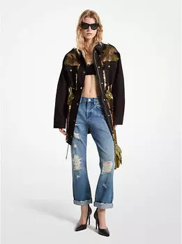 Куртка-анорак Michael Kors Sequined Camouflage Stretch Organic Cotton, черный