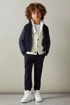 Куртка Arnold из гибридного стеганого трикотажа Reiss, синий