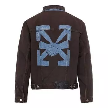 Куртка arrow-print denim jacket arrow long-sleeve jean jacket men's dark blue Off-White, синий