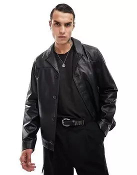 Куртка ASOS DESIGN из натуральной кожи премиум-класса черного цвета