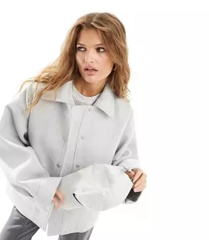 Куртка Asos Design Petite Wool Blend Bomber, серый