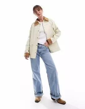Куртка ASOS DESIGN с воротником-стойкой и вощеной отделкой в каменном цвете