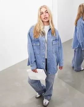 Куртка Asos Edition Denim Super Oversized With Pockets, синий