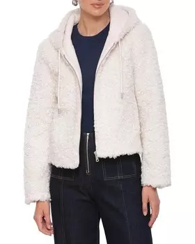 Куртка Avec Les Filles Faux Shearling Hoodie Jacket, белый