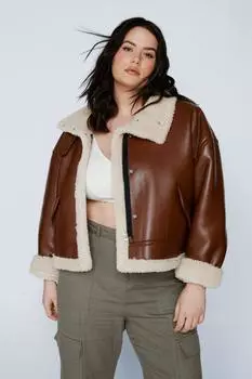 Куртка-авиатор больших размеров с пряжкой Nasty Gal, коричневый