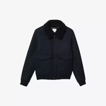 Куртка-Авиатор из овчины и шерсти на молнии Sandro, синий