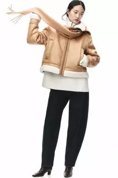 Куртка авиатор с плюшевой подкладкой H&M, бежевый