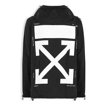 Куртка back logo printing hooded jacket black Off-White, черный