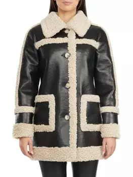 Куртка Badgley Mischka из искусственной шерсти и искусственной кожи rakel, черный