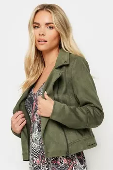 Куртка байкерская из искусственной замши Pixiegirl Petite, зеленый