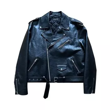 Куртка Balenciaga Campaign Logo Biker Leather Jacket Black, черный