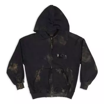 Куртка Balenciaga Gaffer Zip-Up Hoodie Small Fit 'Black White Red', черный