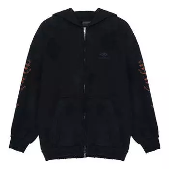 Куртка Balenciaga Heavy Metal Zip-Up Hoodie Small Fit 'Black Faded', черный