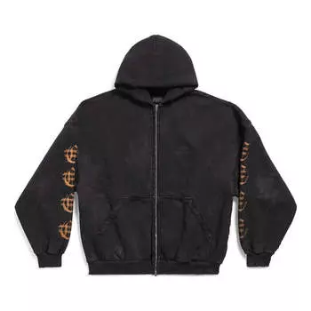 Куртка Balenciaga Heavy Metal Zip-Up Hoodie Oversized 'Black Faded', черный