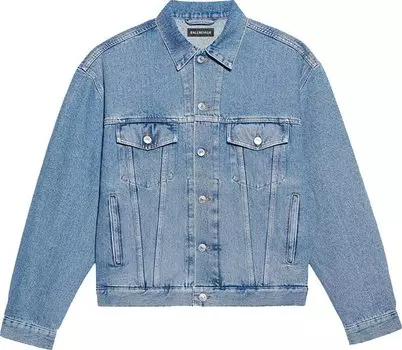 Куртка Balenciaga Languages Denim Jacket 'Stone Wash Indigo', синий