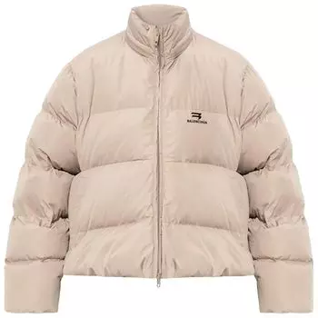 Куртка Balenciaga Logo Printed Zip-Up Puffer Jacket 'Beige', загар