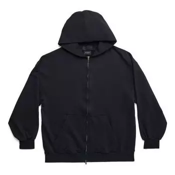 Куртка Balenciaga Outside Loop Zip-Up Hoodie Small Fit 'Black Faded', черный