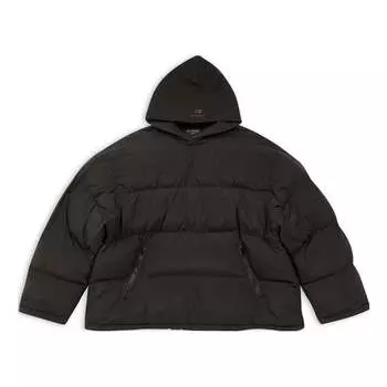 Куртка Balenciaga Sporty B Pull-Over Hooded Puffer Jacket 'Black', черный