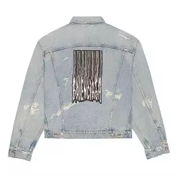 Куртка Balenciaga Unisex FW21 Logo Denim Jacket Blue, синий